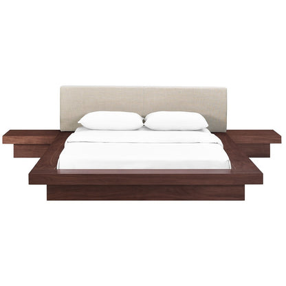 Freja Three PCS Queen Fabric Bedroom Set, Beige, Wood 12428