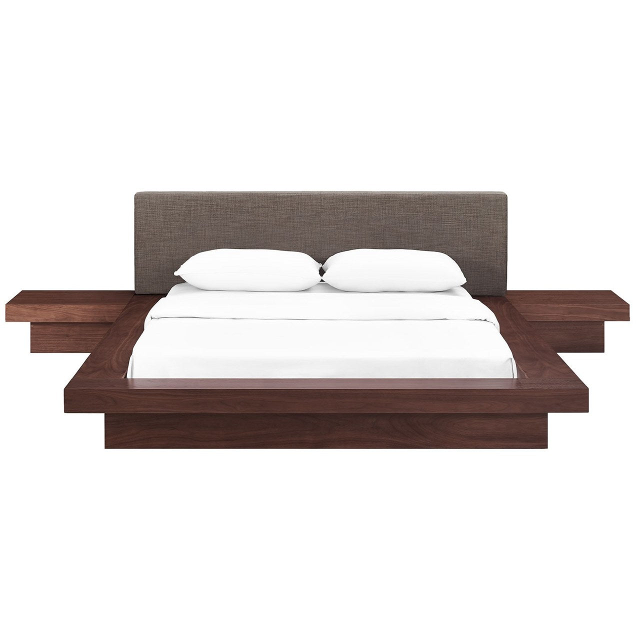 Freja Three PCS Queen Fabric Bedroom Set, Brown, Wood 12429