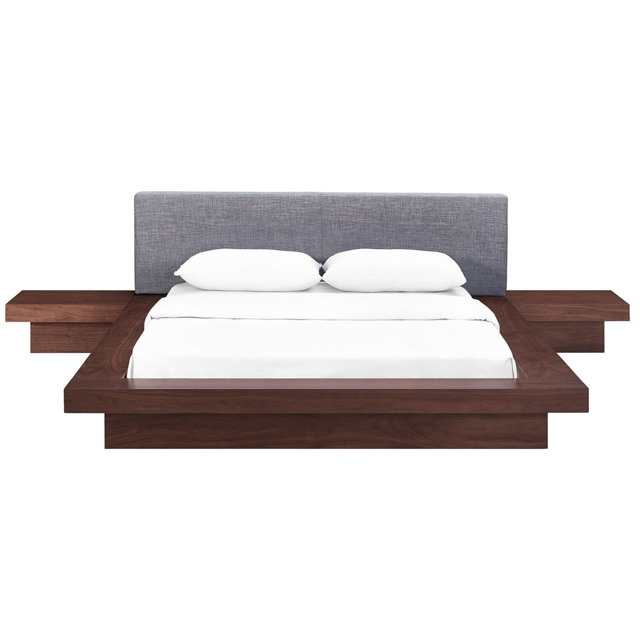 Freja Three PCS Queen Fabric Bedroom Set, Grey, Wood 12431
