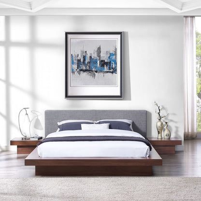 Freja Three PCS Queen Fabric Bedroom Set, Grey, Wood 12431