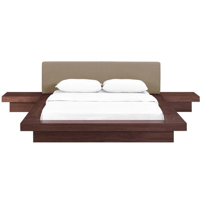 Freja Three PCS Queen Fabric Bedroom Set, Brown, Wood 12432
