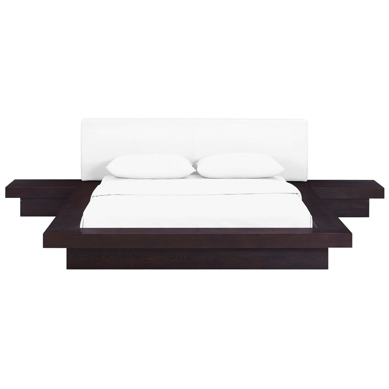 Freja Three PCS Queen Vinyl Bedroom Set, White, Faux Leather 12434