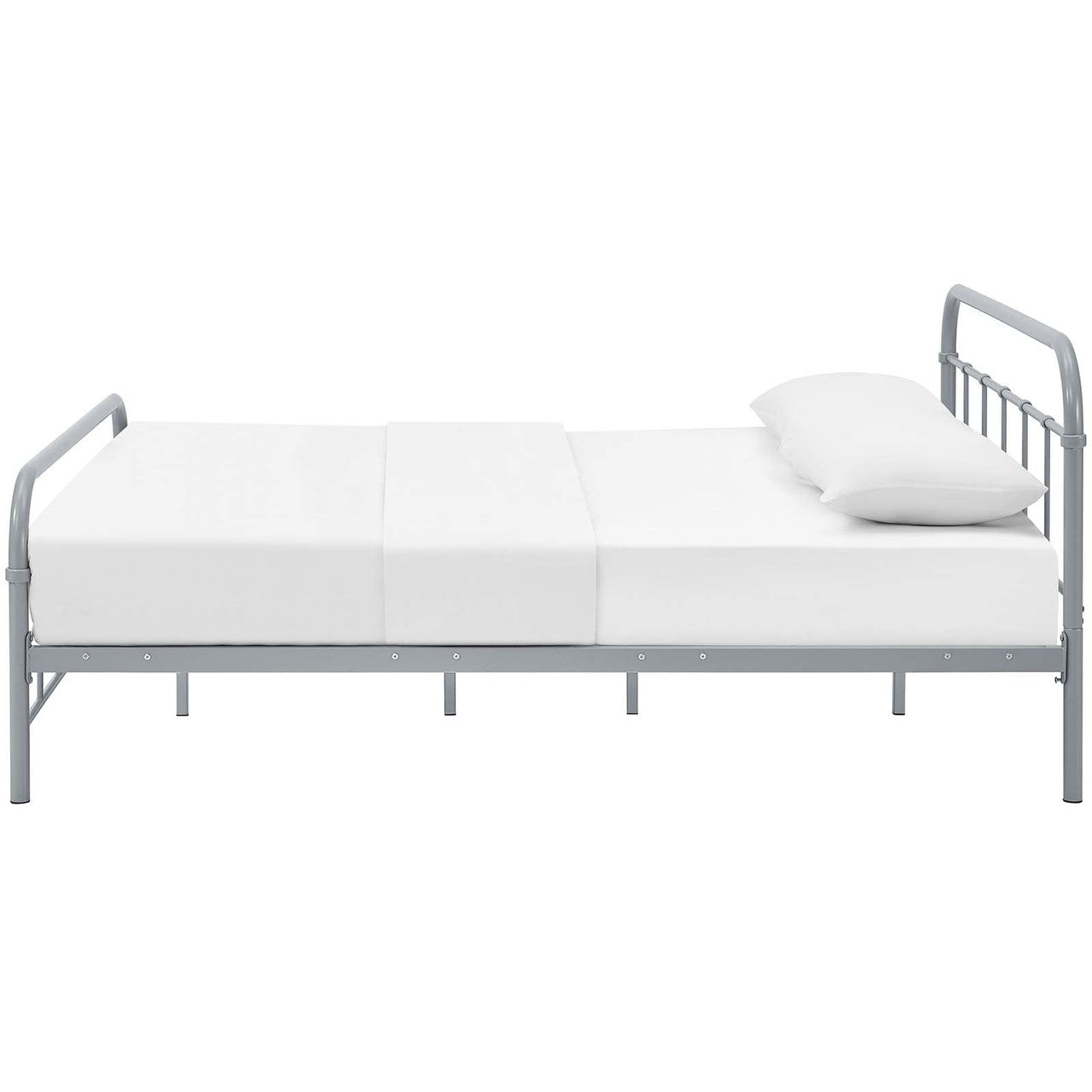 Maisie Queen Stainless Steel Bed Frame, Queen Size, Metal Steel Stainless Steel, Grey Gray, 14387