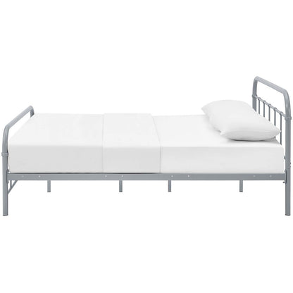 Maisie Queen Stainless Steel Bed Frame, Queen Size, Metal Steel Stainless Steel, Grey Gray, 14387