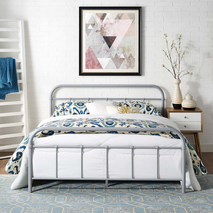 Maisie Queen Stainless Steel Bed Frame, Queen Size, Metal Steel Stainless Steel, Grey Gray, 14387