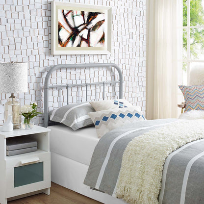 Serena Twin Steel Headboard, Twin Size, Metal Steel, Grey Gray, 14391