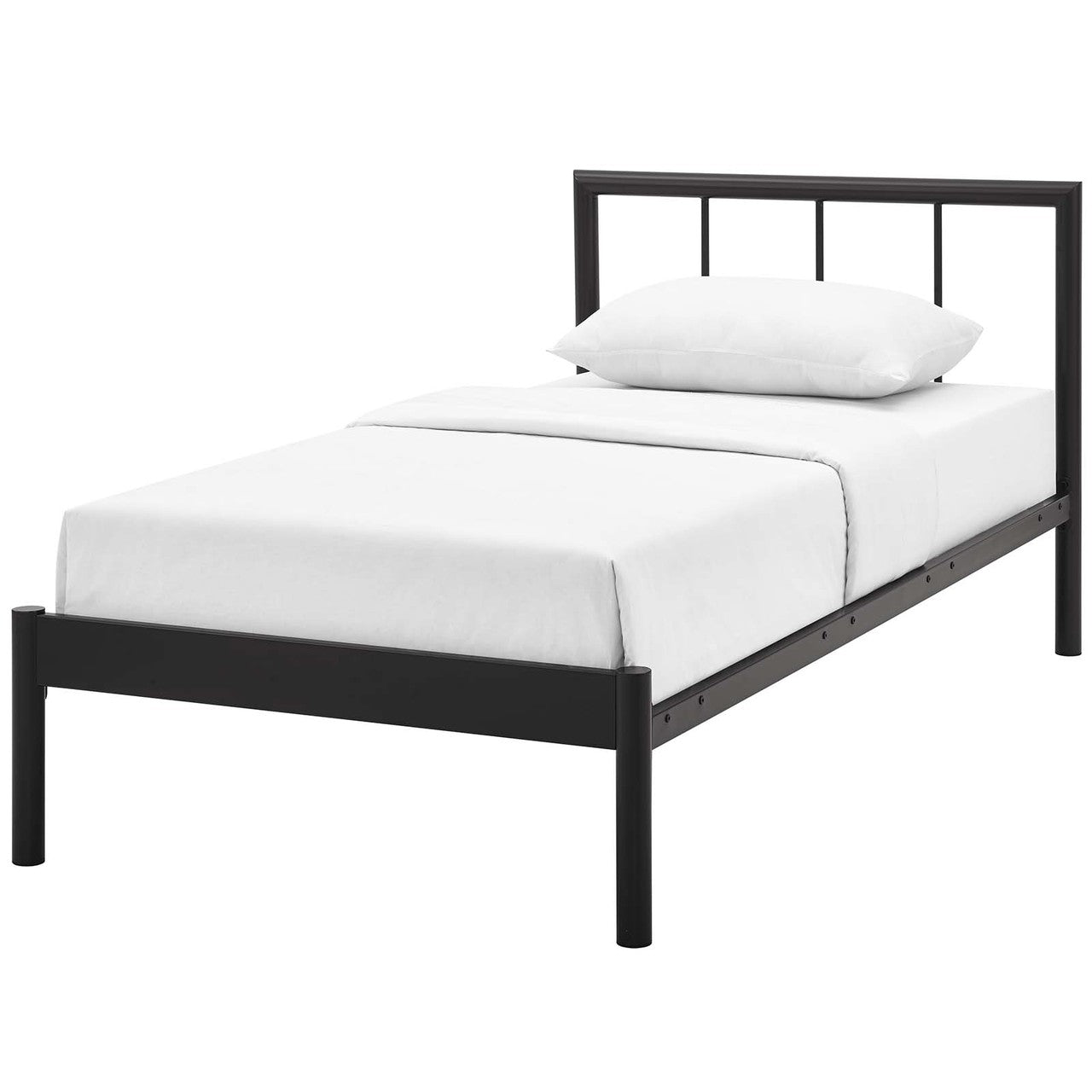Gwen Twin Bed Frame, Twin Size, Metal Steel, Brown, 14412