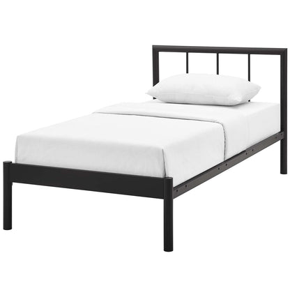 Gwen Twin Bed Frame, Twin Size, Metal Steel, Brown, 14412