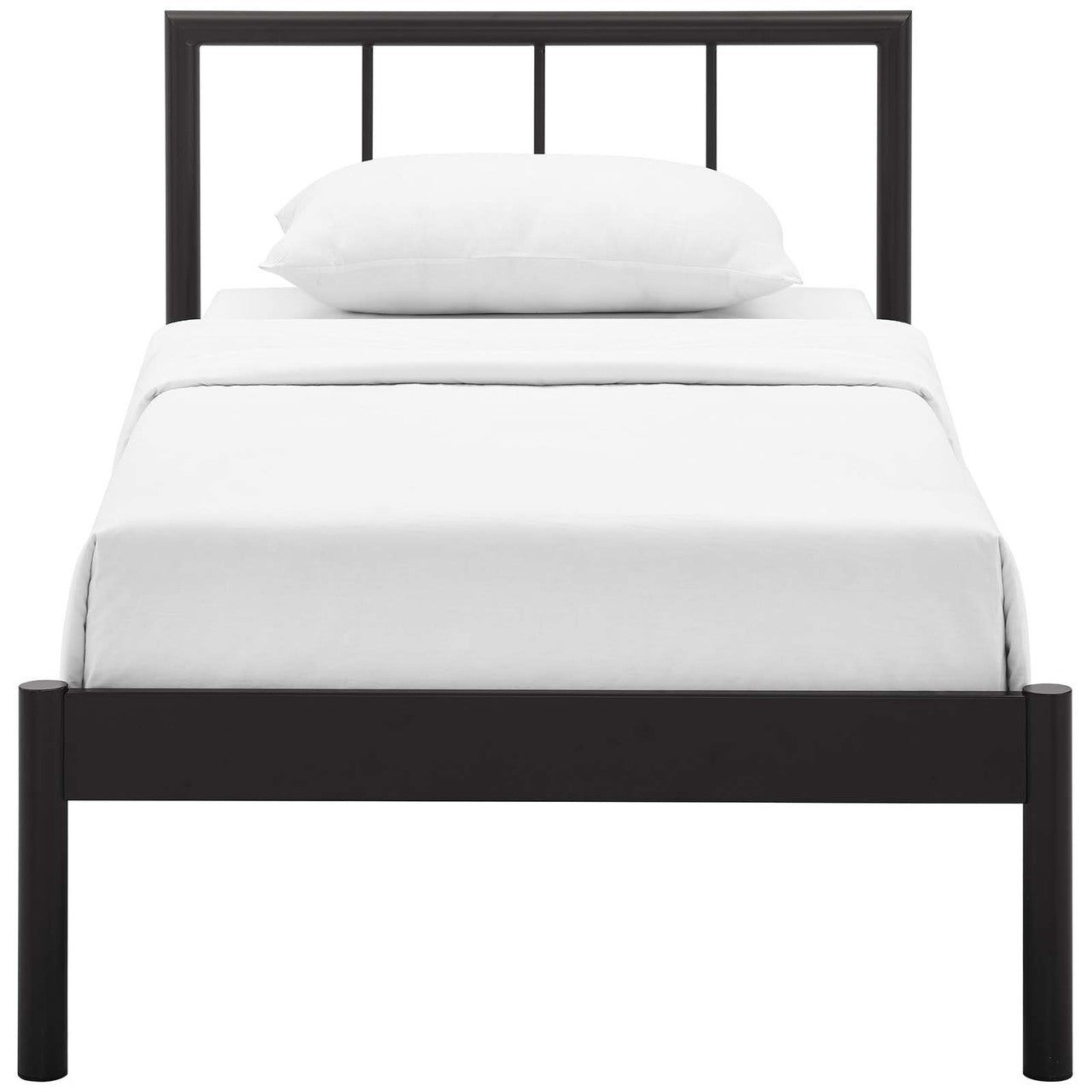 Gwen Twin Bed Frame, Twin Size, Metal Steel, Brown, 14412
