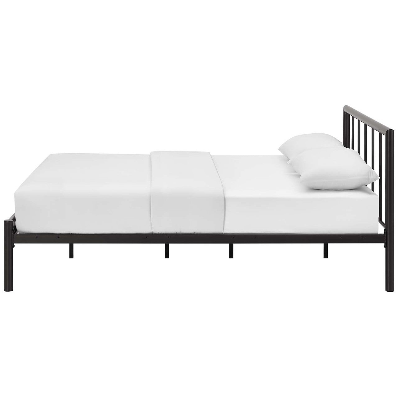 Gwen Queen Metal Bed Frame, Queen Size, Metal Steel, Brown, 14418
