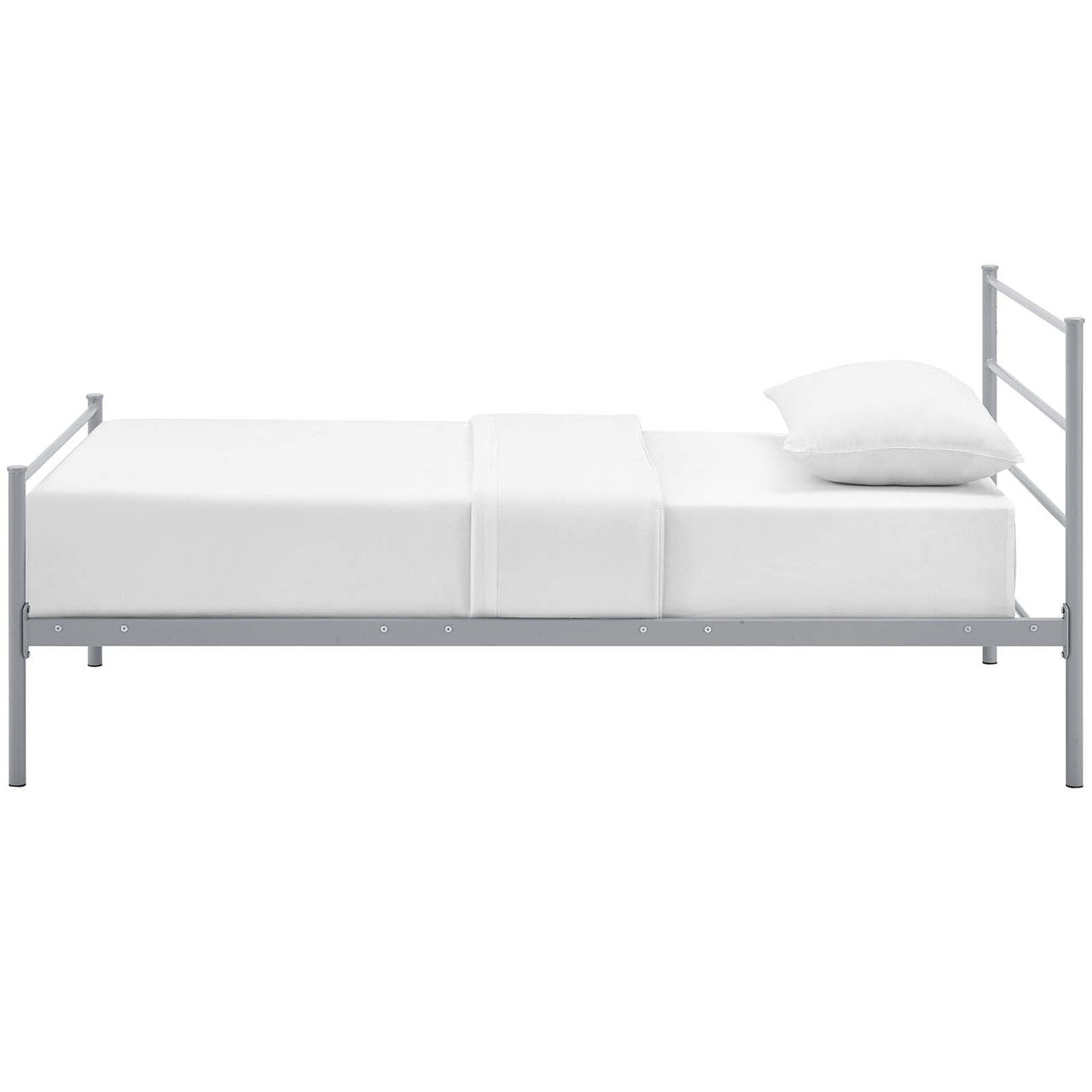 Alina Twin Platform Bed Frame, Twin Size, Metal Steel, Grey Gray, 14434