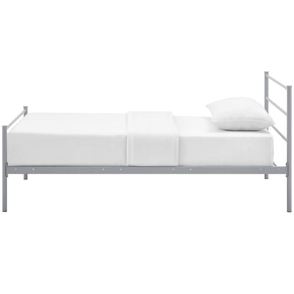 Alina Twin Platform Bed Frame, Twin Size, Metal Steel, Grey Gray, 14434