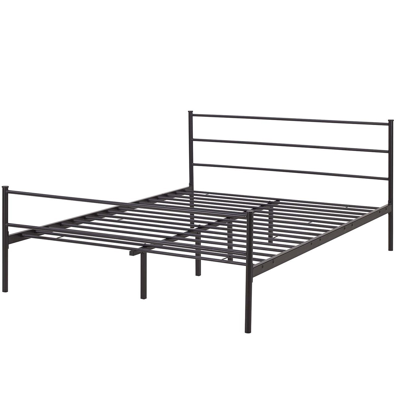 Alina Full Platform Bed Frame, Full Size, Metal Steel, Brown, 14436