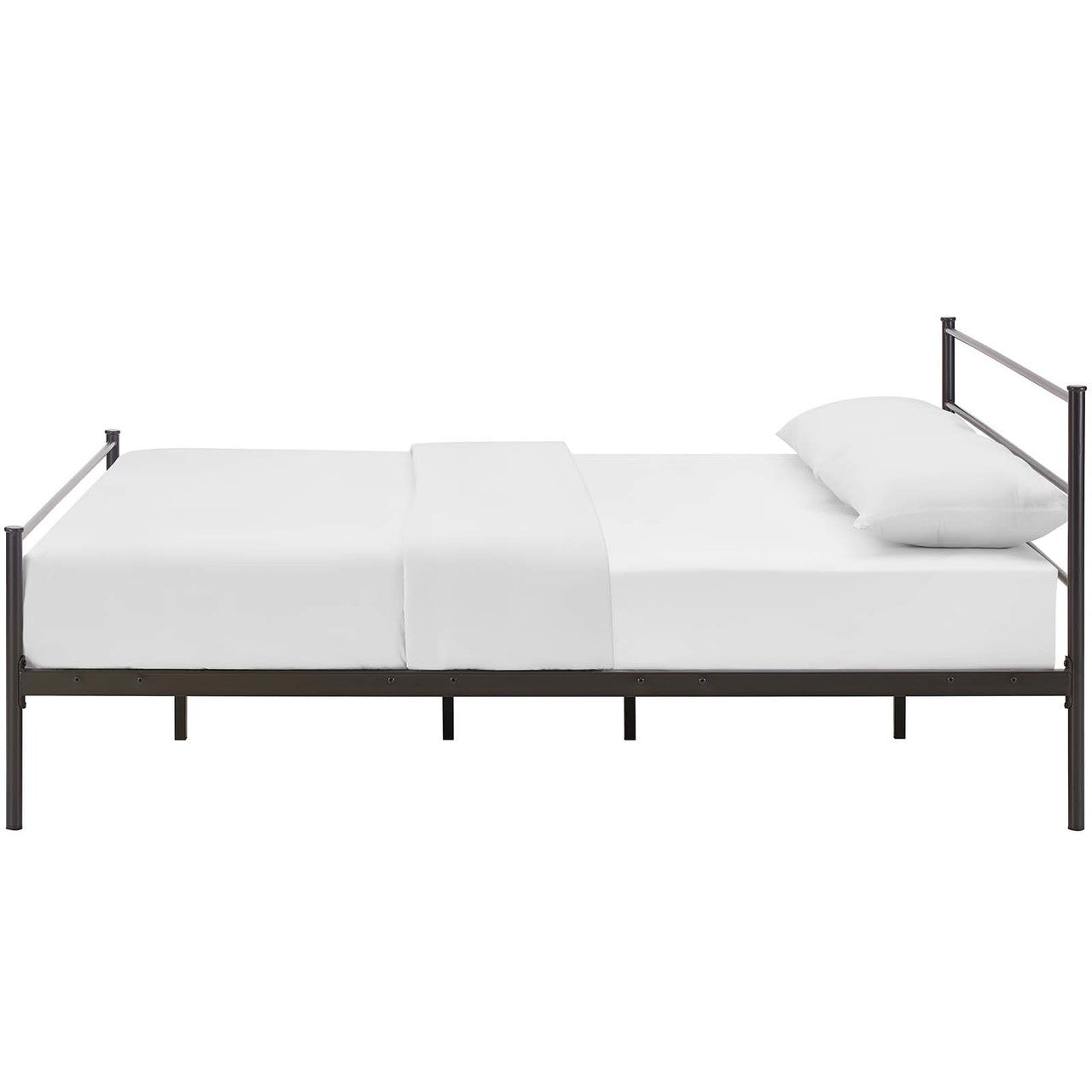 Alina Full Platform Bed Frame, Full Size, Metal Steel, Brown, 14436
