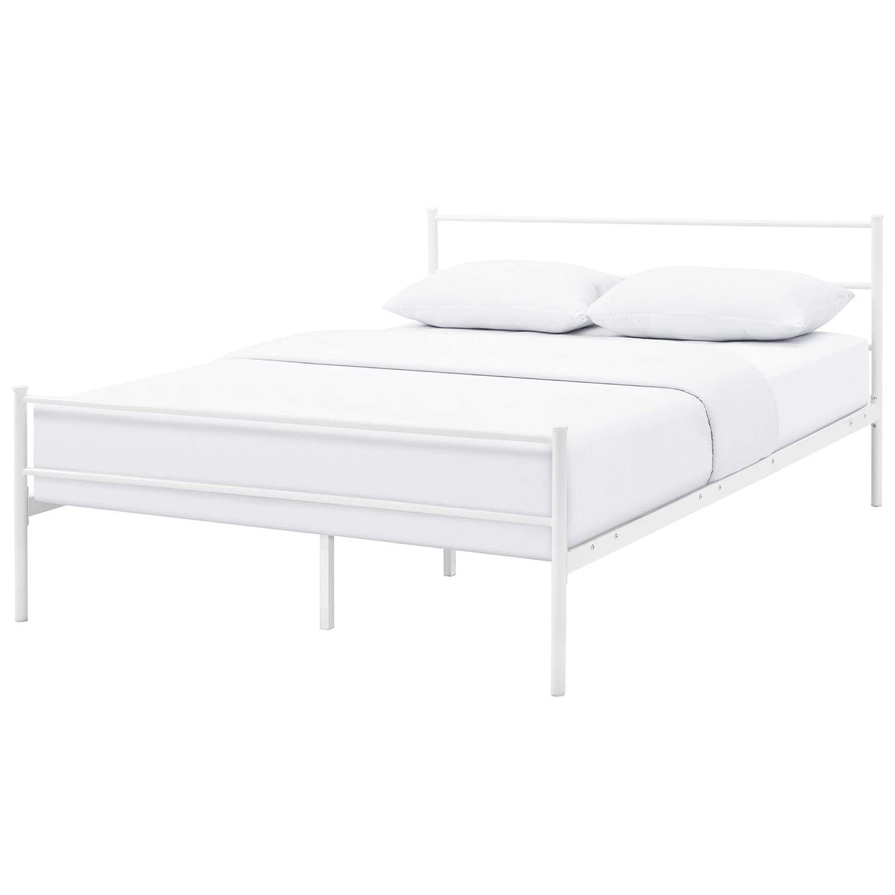 Alina Full Platform Bed Frame, Full Size, Metal Steel, White, 14438