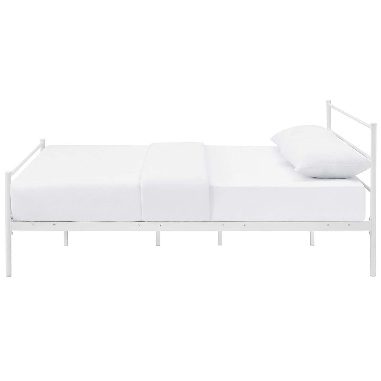 Alina Full Platform Bed Frame, Full Size, Metal Steel, White, 14438