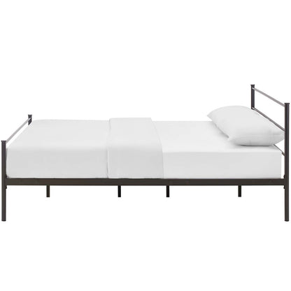 Alina Queen Platform Bed Frame, Queen Size, Metal Steel, Brown, 14439