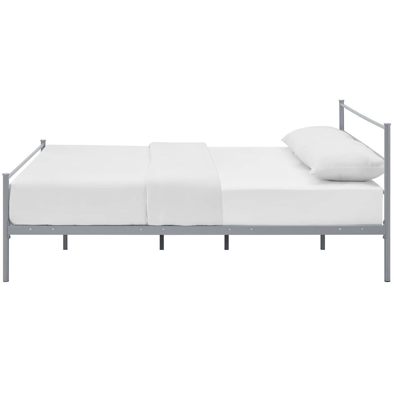 Alina Queen Platform Bed Frame, Queen Size, Metal Steel, Grey Gray, 14440