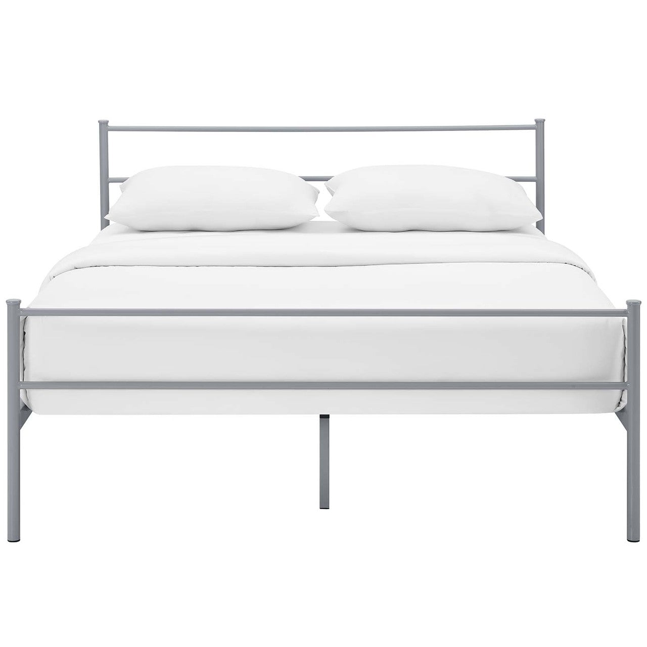 Alina Queen Platform Bed Frame, Queen Size, Metal Steel, Grey Gray, 14440