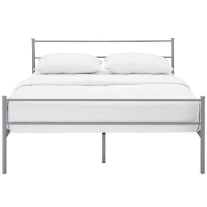 Alina Queen Platform Bed Frame, Queen Size, Metal Steel, Grey Gray, 14440