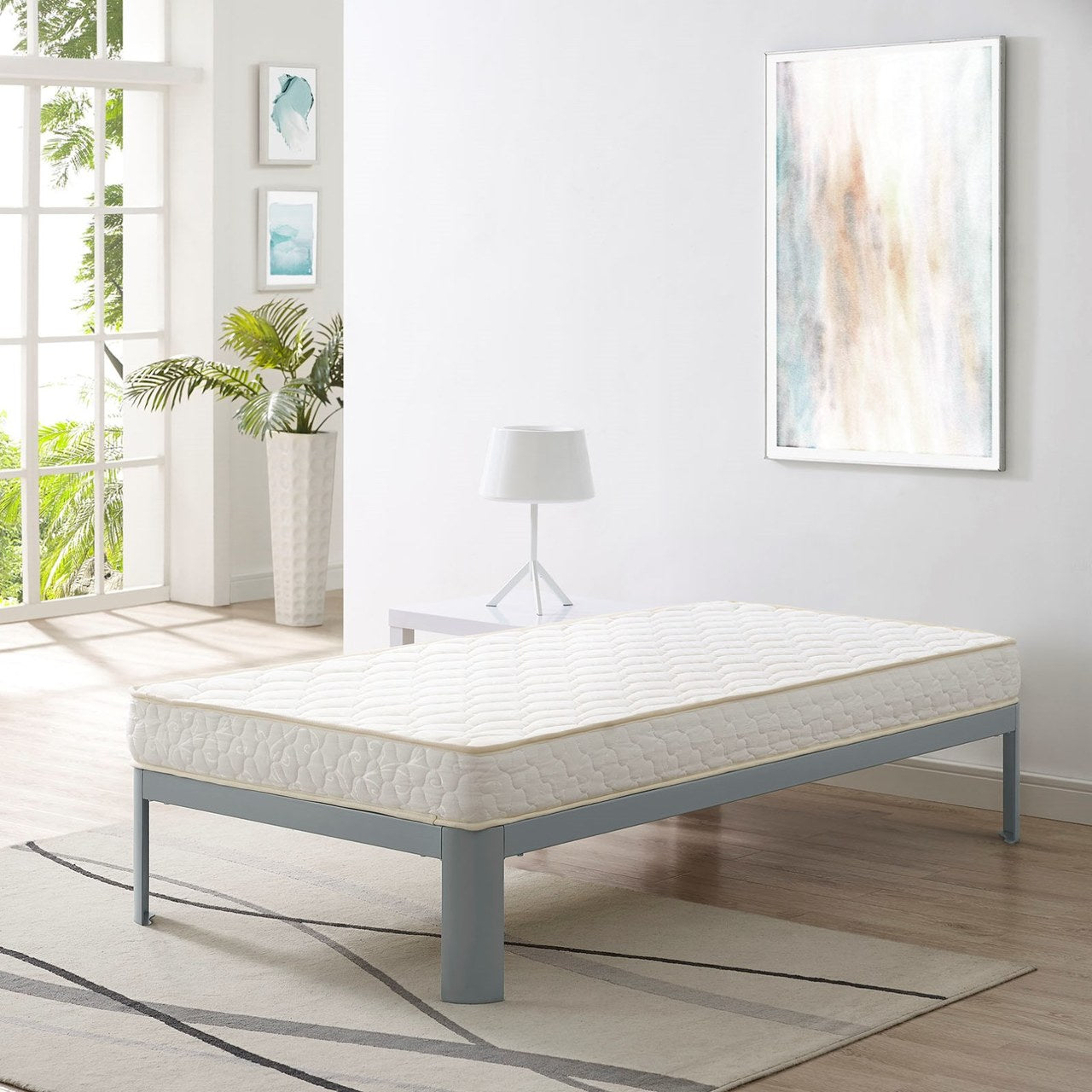 Emma 6" Twin Mattress, White, Fabric 12442
