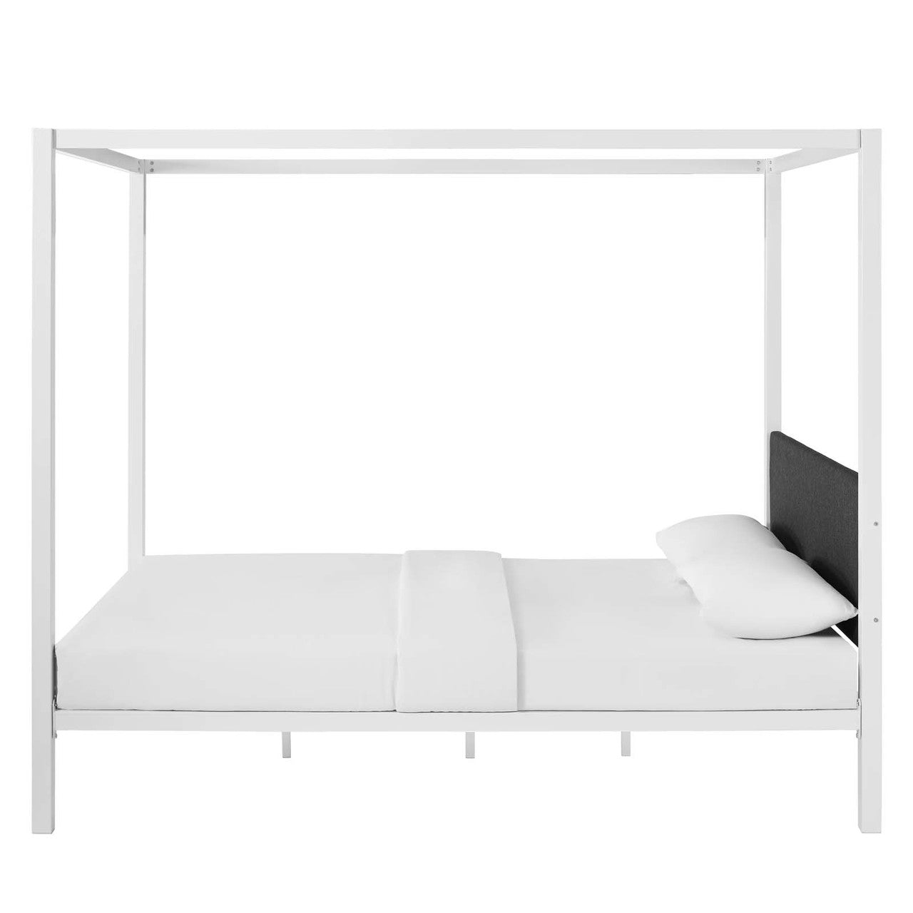 Raina Queen Canopy Bed Frame, Queen Size, Metal Steel, Multi Grey Gray, 14443