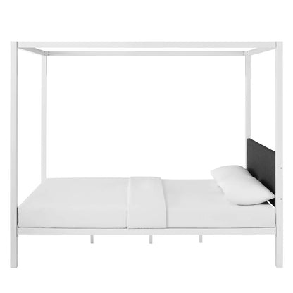 Raina Queen Canopy Bed Frame, Queen Size, Metal Steel, Multi Grey Gray, 14443