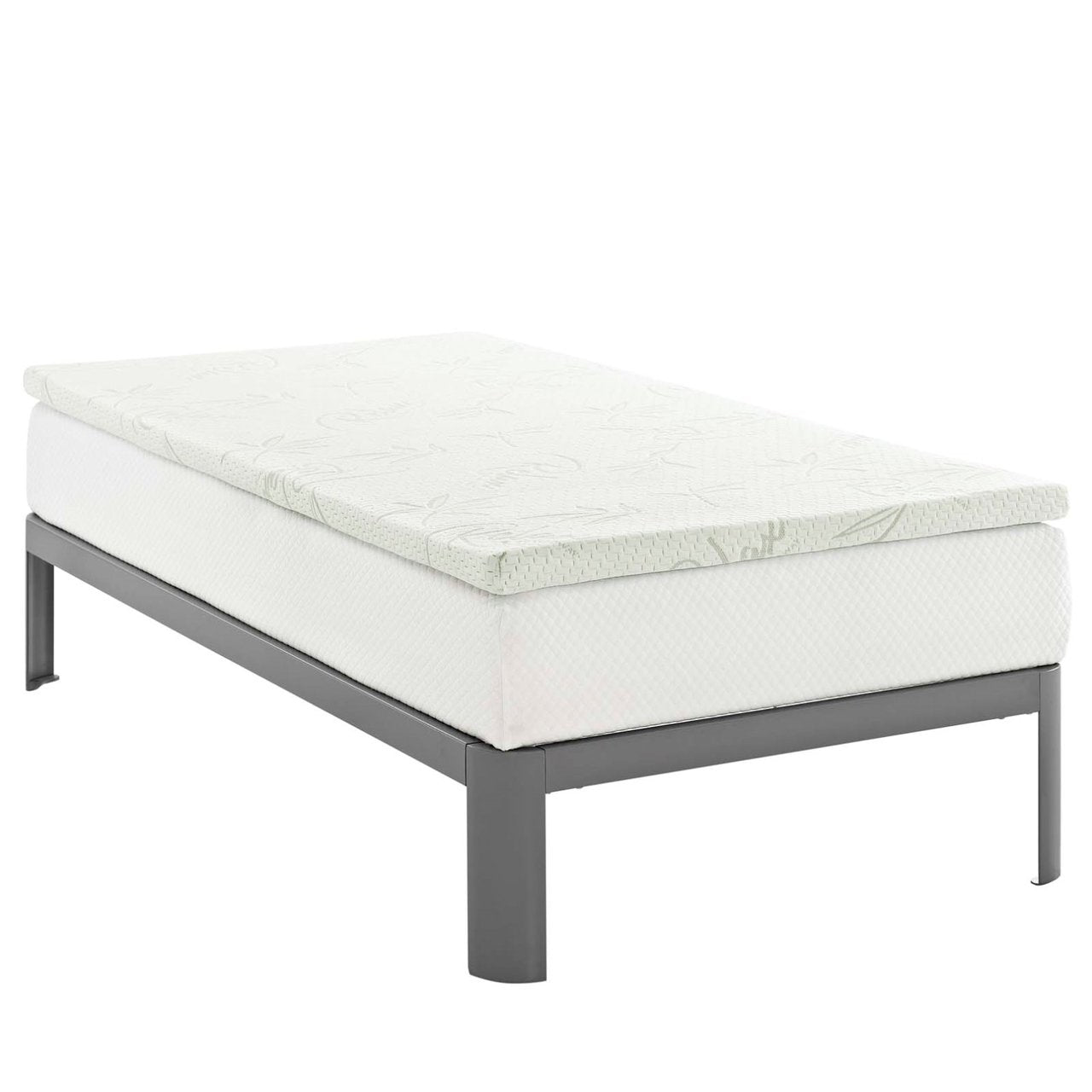 Relax Twin 2" Gel Memory Foam Mattress Topper, White, Fabric 12443