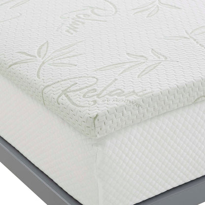 Relax Queen 2" Gel Memory Foam Mattress Topper, White, Fabric 12445