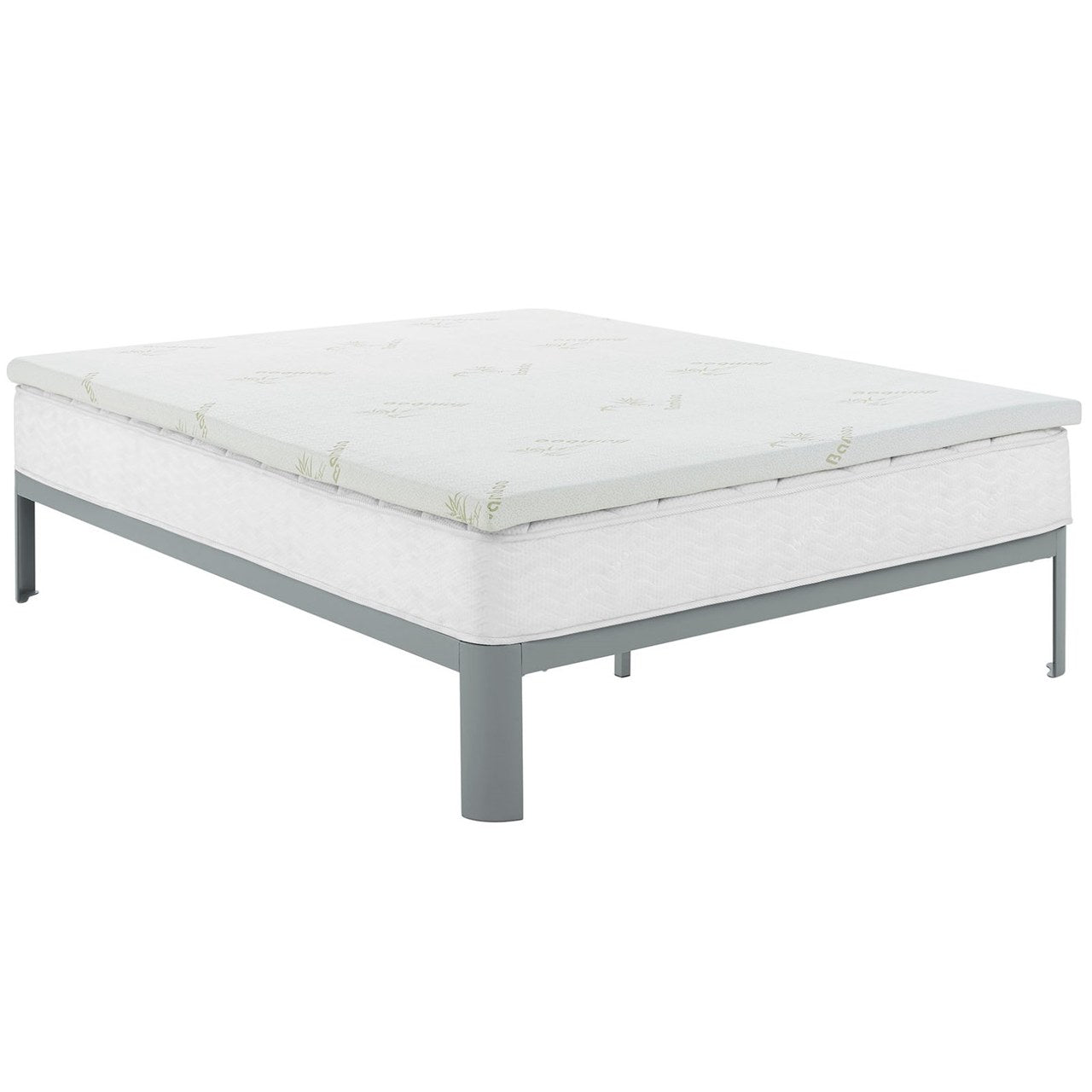 Relax King 2" Gel Memory Foam Mattress Topper, White, Fabric 12446