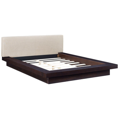 Freja Queen Fabric Platform Bed, Beige, Fabric 12986
