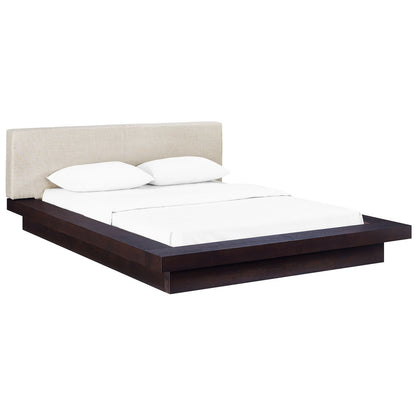 Freja Queen Fabric Platform Bed, Beige, Fabric 12986