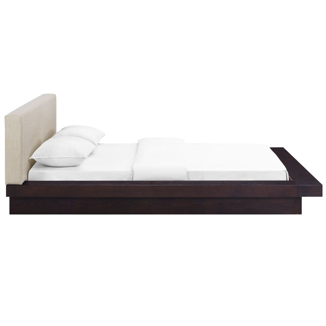 Freja Queen Fabric Platform Bed, Beige, Fabric 12986