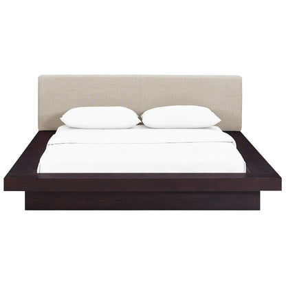 Freja Queen Fabric Platform Bed, Beige, Fabric 12986