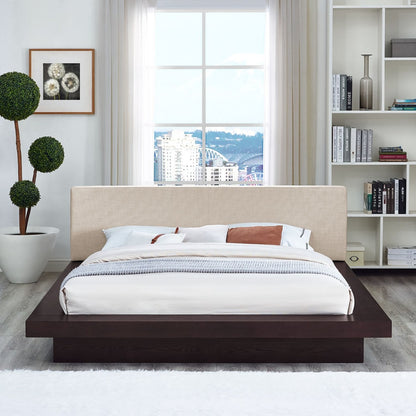 Freja Queen Fabric Platform Bed, Beige, Fabric 12986