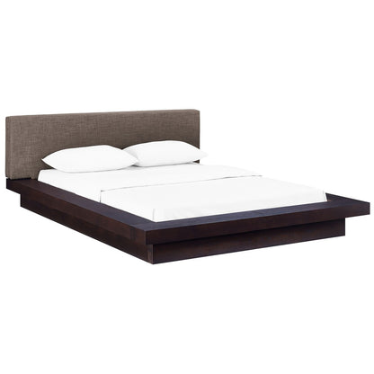Freja Queen Fabric Platform Bed, Brown, Fabric 12987