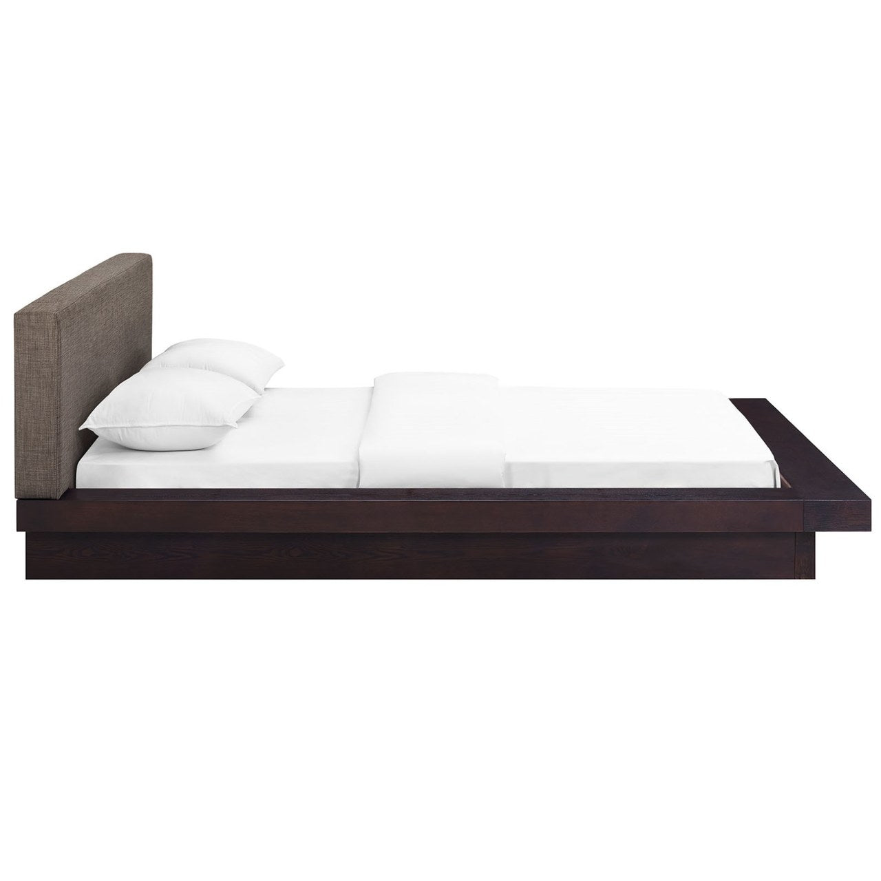 Freja Queen Fabric Platform Bed, Brown, Fabric 12987