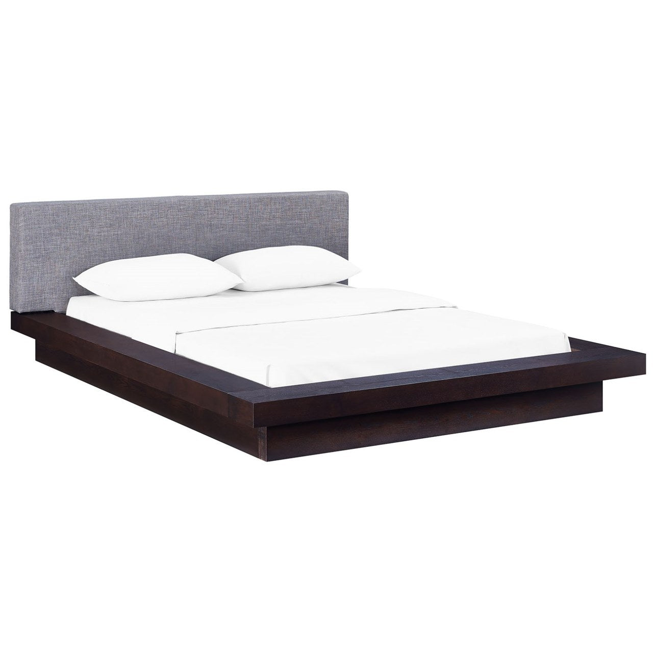 Freja Queen Fabric Platform Bed, Grey, Fabric 12989