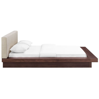 Freja Queen Fabric Platform Bed, Beige, Fabric 12992
