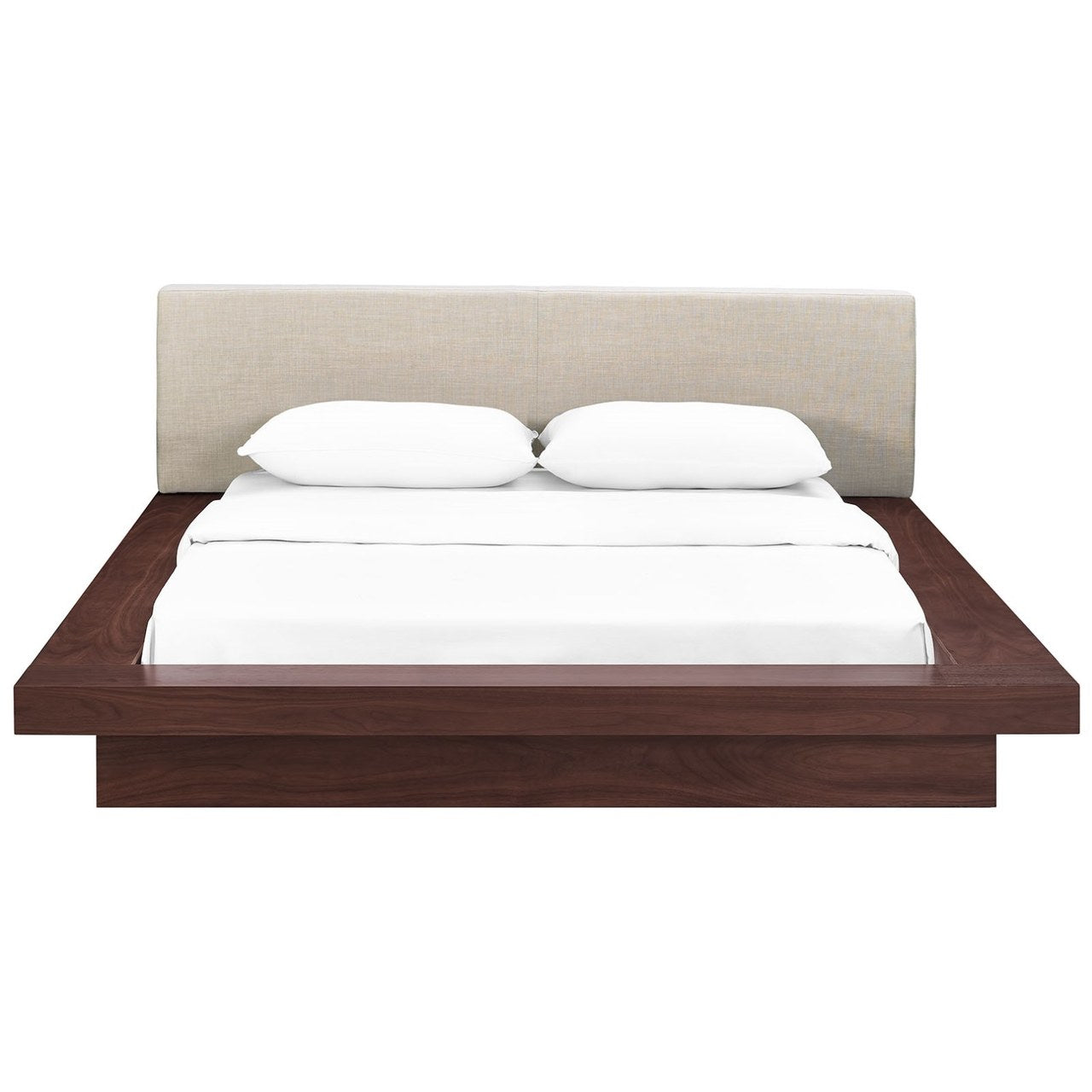 Freja Queen Fabric Platform Bed, Beige, Fabric 12992
