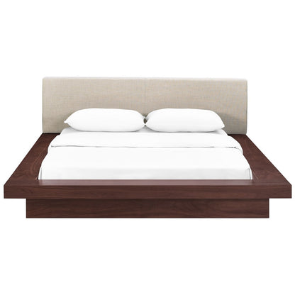 Freja Queen Fabric Platform Bed, Beige, Fabric 12992