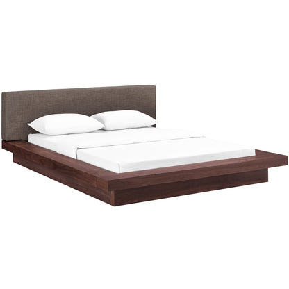 Freja Queen Fabric Platform Bed, Brown, Fabric 12993