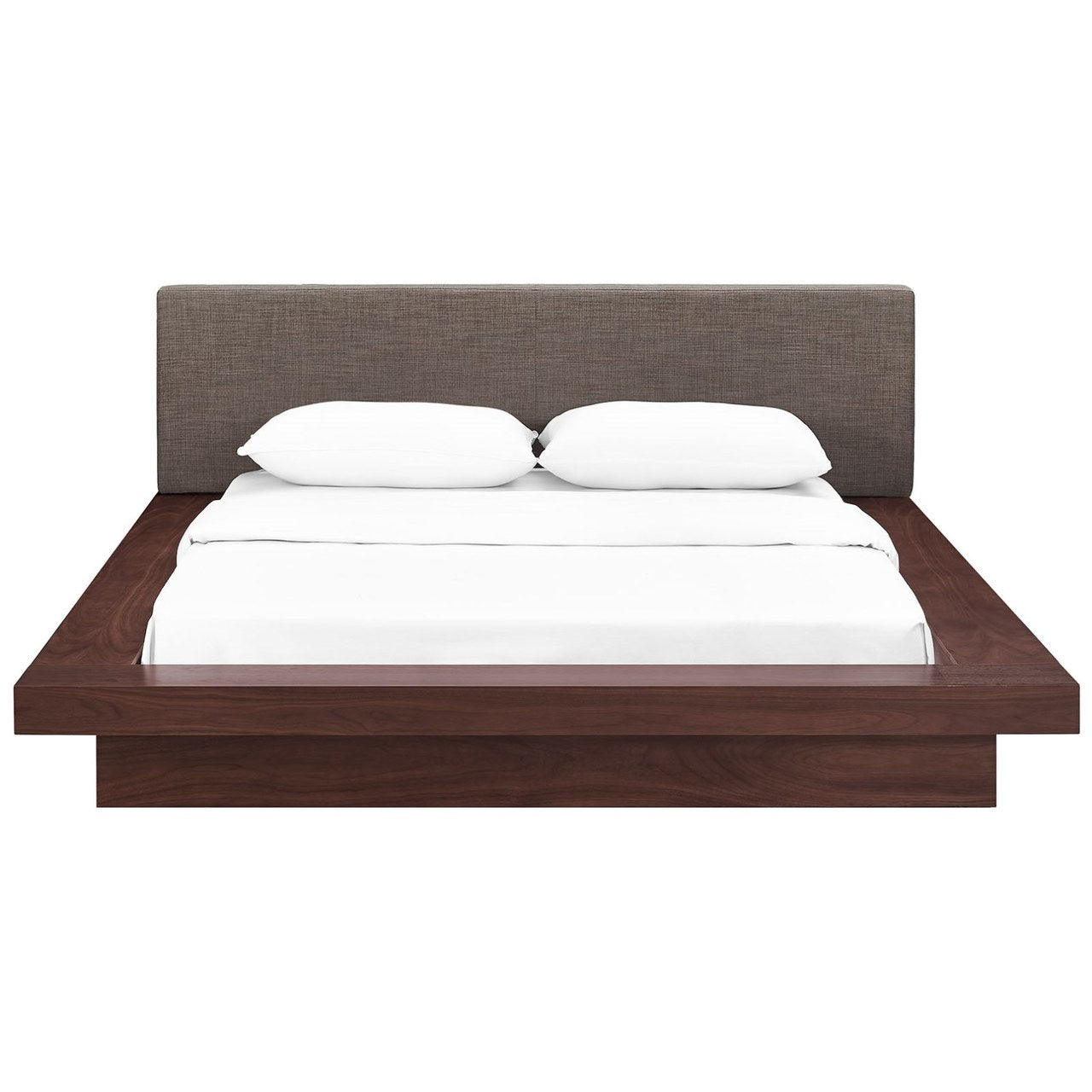 Freja Queen Fabric Platform Bed, Brown, Fabric 12993