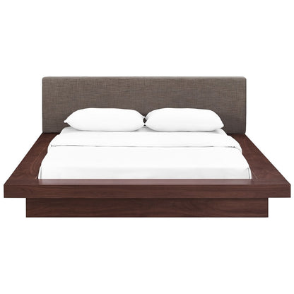 Freja Queen Fabric Platform Bed, Brown, Fabric 12993