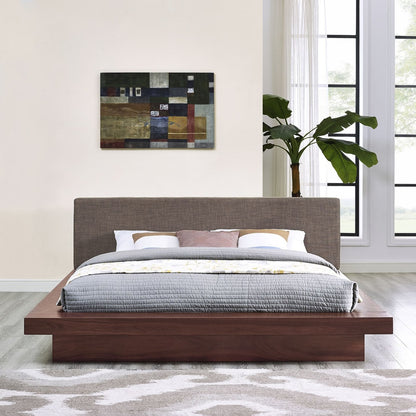 Freja Queen Fabric Platform Bed, Brown, Fabric 12993