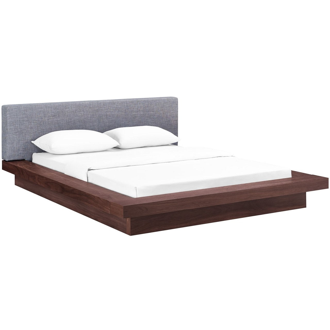 Freja Queen Fabric Platform Bed, Grey, Fabric 12995