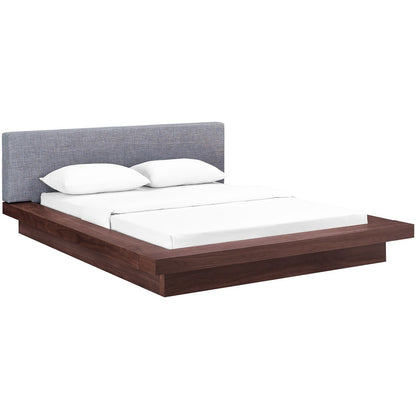 Freja Queen Fabric Platform Bed, Grey, Fabric 12995