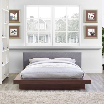 Freja Queen Fabric Platform Bed, Grey, Fabric 12995
