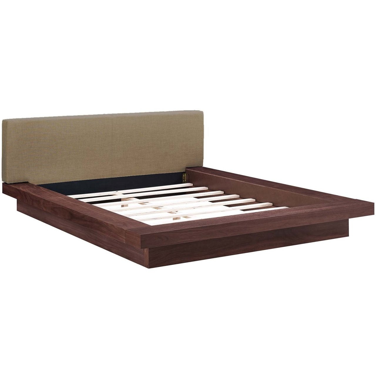 Freja Queen Fabric Platform Bed, Brown, Fabric 12996