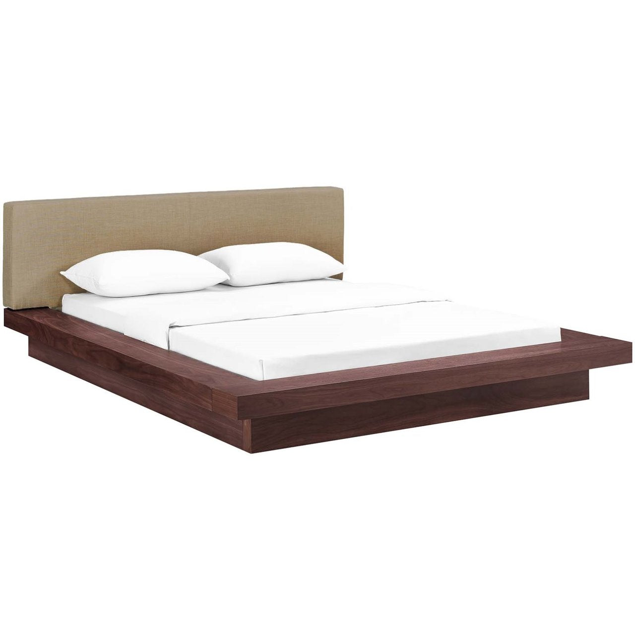 Freja Queen Fabric Platform Bed, Brown, Fabric 12996